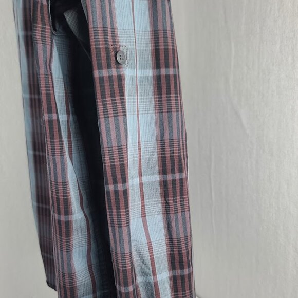 Columbia Men's Brown Blue Plaid Classic Long Sleeve Button-Front Shirt Size L - Picture 8 of 13
